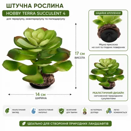 Штучна рослина Hobby Terra Succulent 4 17 см (37733) для тераріуму, акватераріуму та палюдаріуму — Фото 1