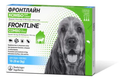 Краплі на холку Boehringer Ingelheim Frontline Combo для собак від 10 до 20 кг 3 піпетки — Фото 2