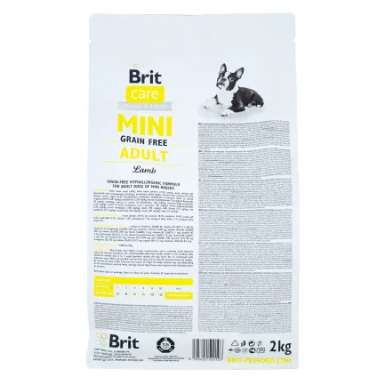 Сухий корм Brit Care GF Mini для дорослих собак мініатюрних порід, з ягням, 2 кг — Фото 2
