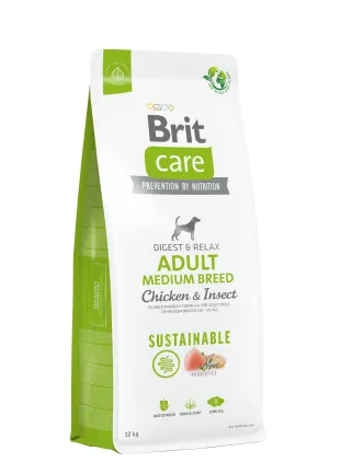 Сухий корм Brit Care Dog Sustainable Adult Medium Breed для собак середніх порід, з куркою та комахами, 12 кг