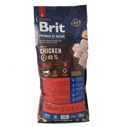 Сухий корм Brit Premium Dog Adult L для дорослих собак великих порід, з куркою, 15 кг — Фото 2