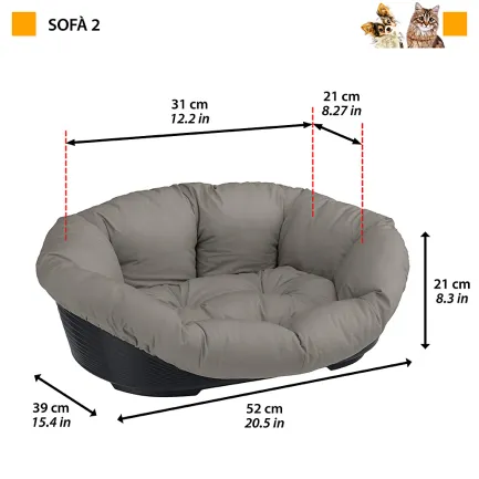 Ferplast SOFA' 2 Місце д/собаки пластик+чохол (бавовна) — Фото 1