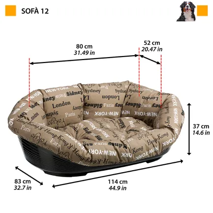 Ferplast SOFA' 12 Місце д/собаки пластик+чохол (бавовна) — Фото 1