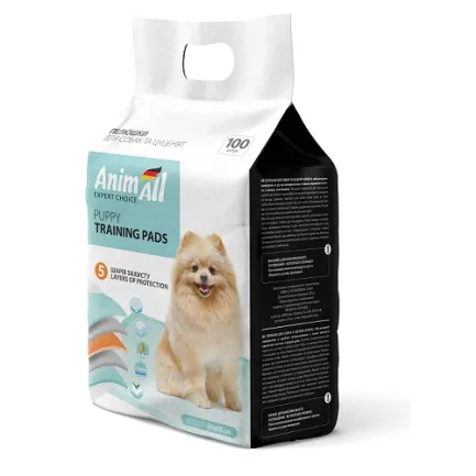 Пелюшки AnimAll Puppy Training Pads для собак і цуценят, 60 х 60 см, 100 штук