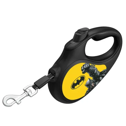 Повідець-рулетка для собак WAUDOG R-leash, малюнок "Бетмен Жовтий", L, до 50 кг, 5 м, світловідбиваюча стрічка чорний — Фото 2