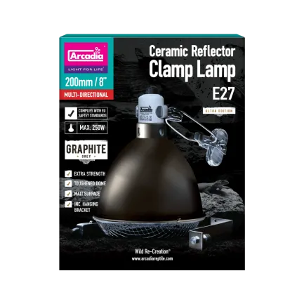 ARCADIA REFLECTOR CLAMP LAMP WITH CERAMIC HOLDER E27 20CM GRAPHITE (R2100075) світильник для тераріума