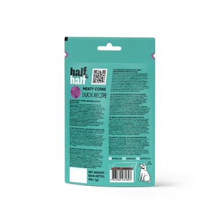 Ласощі для собак Half&amp;Half у формі м'ясних монеток з качкою, 100 г — Фото 2