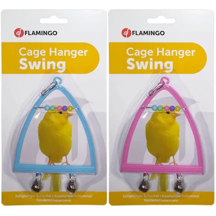 Flamingo Swing+Abacus+Bell ФЛАМІНГО ГОЙДАЛКА з дзвіночком та рахівницею іграшка для птахів 10х13 см