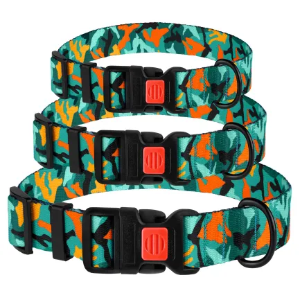 Нашийник для Собак BronzeDog Urban Camo Нейлоновий з Пластиковою Пряжкою Зелений L — Фото 1