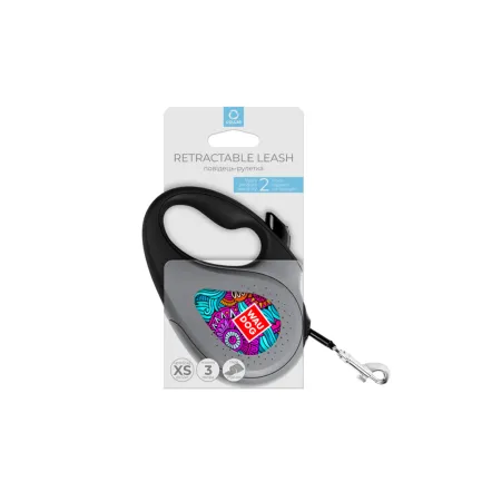 Повідець-рулетка для собак WAUDOG R-leash, малюнок "Літо", XS, до 12 кг, 3 м, світловідбиваюча стрічка чорний — Фото 3