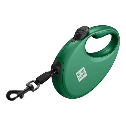 Повідець-рулетка для собак WAUDOG R-leash з контейнером для пакетів, світловідбивна стрічка, S, до 12 кг, 3 м, зелений — Фото 4