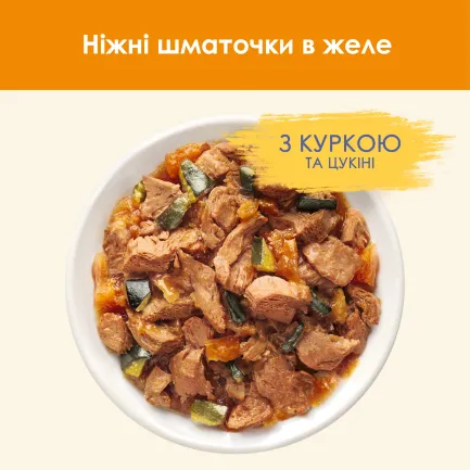 Вологий корм CAT CHOW Adult для дорослих котів шматочки в желе з куркою та цукіні 85 г — Фото 6
