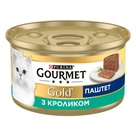 Вологий корм GOURMET Gold для дорослих котів паштет з кроликом 85 г — Фото 1