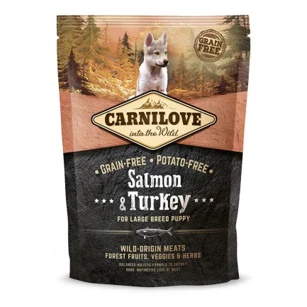 Сухий корм Carnilove Salmon &amp; Turkey для цуценят та молодих собак великих порід, лосось та індичка, 1,5 кг