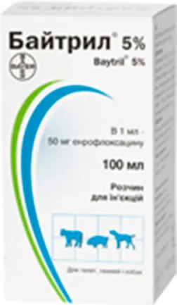 Розчин для ін'єкцій Bayer Байтрил 5% проти запалення, 100 мл