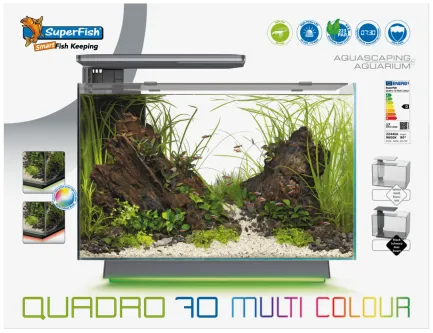 Акваріум скляний - Superfish Quadro 70 Multi Colour WHITE (A4052230) — Фото 1