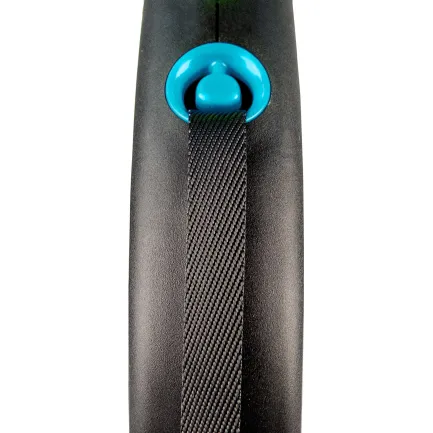 Рулетка Flexi Black Design для собак, стрічка, розмір L, 5 м (синя) — Фото 1