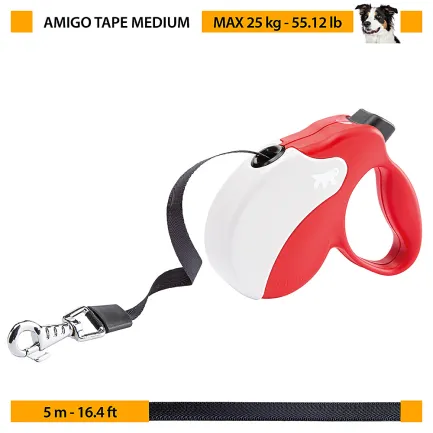 Ferplast AMIGO M TAPE RED-WHITE Рулетка-поводок зі стрічкою — Фото 1