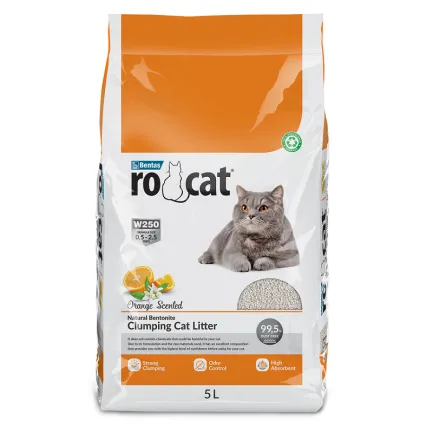 Бентонітовий наповнювач RoCat Orange Scented для котячого туалету, з ароматом апельсина, 5 л (4.3 кг)