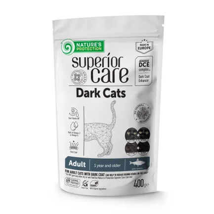 Nature's Protection Superior Care Dark Cats Grain Free Herring Сухий беззерновий корм для дорослих котів з темним забарвленням з оселедцем, 400 г