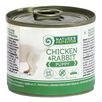 Вологий корм для цуценят всіх порід з курятиною та кролятиною Nature's Protection Puppy chicken &amp; rabbit 200г