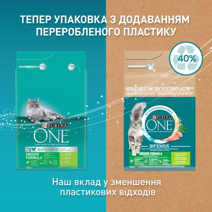 Сухий корм PURINA ONE Indoor для дорослих котів що постійно перебувають у приміщенні комплекс Bifensis з індичкою 3 кг — Фото 8