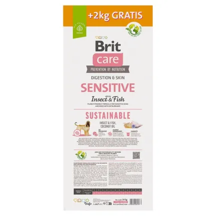 Корм Brit Care Dog Sustainable Sensitive для собак з чутливим травленням, з рибою та комахами, 12+2 кг — Фото 2
