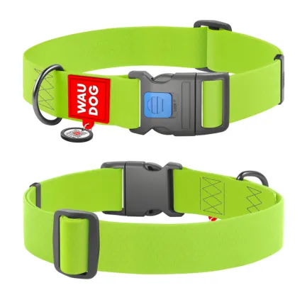 Нашийник для собак водостійкий WAUDOG Waterproof з QR паспортом, пластиковий фастекс, XXL, Ш 40 мм, Дов 46-70 см, салатовий — Фото 1
