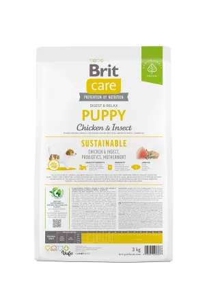 Сухий корм Brit Care Dog Sustainable Puppy для цуценят, з куркою та комахами, 3 кг — Фото 3