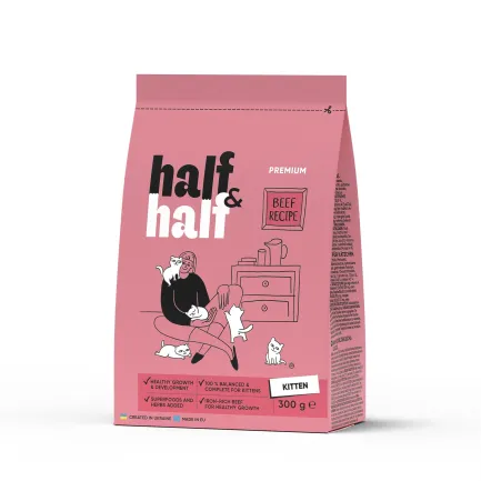 Сухий корм Half&amp;Half для кошенят, з яловичиною, 300 г