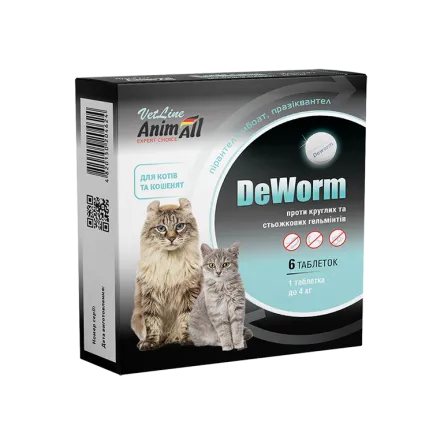 Антигельмінтний препарат AnimAll VetLine DeWorm для кішок і кошенят