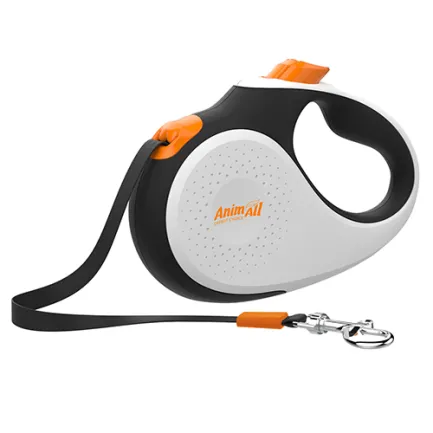 Рулетка-поводок AnimAll Deluxe ХS для собак до 12 кг / 3 метра, біло-чорний / помаранчевий