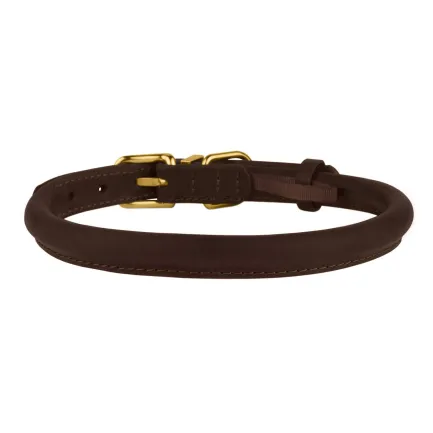 Нашийник для собак круглий шкіряний BronzeDog Crazy темно-коричневий XL — Фото 2