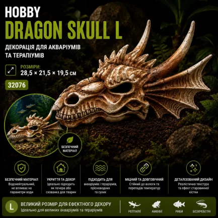 Декорація череп дракона Hobby Dragon Skull L 28,5×21,5×19,5см для акваріума і тераріума (32076) — Фото 6