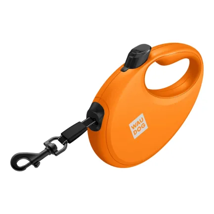 Повідець-рулетка для собак WAUDOG R-leash з контейнером для пакетів, світловідбивна стрічка, S, до 12 кг, 3 м, помаранчевий — Фото 4