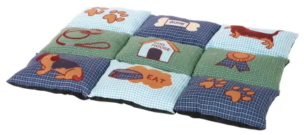Матрац Trixie Patchwork для собак, з мікрофібри/поліестеру, з собачками, 80х55 см (блакитний/зелений)