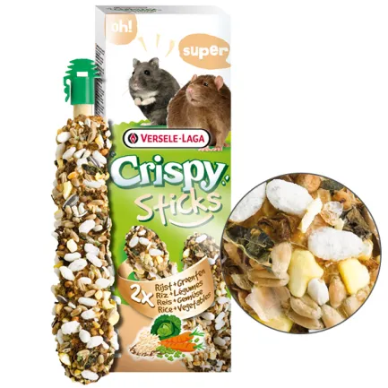 Versele-Laga Crispy Sticks Rice &amp; Vegetables ВЕРСЕЛЕ-ЛАГА КРІСПІ РИС З ОВОЧАМИ ласощі для хом’яків, щурів, мишей 2 шт. х 55 г