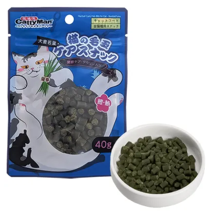 CattyMan Hairball Care Bonito&amp;Tuna Bits КЕТТІМЕН РИБА ВИВЕДЕННЯ ШЕРСТІ шматочки макрель тунець функціональні ласощі для котів 0,04 кг