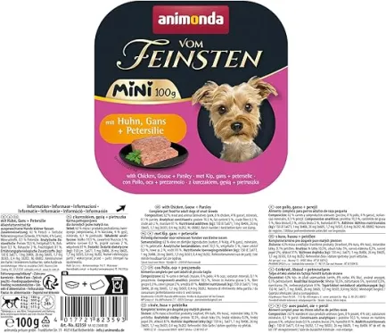 Корм вологий Animonda Vom Feinsten Adult Mini для собак мініпорід, з куркою, гускою + петрушка 100 г — Фото 1