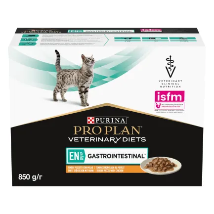 Вологий дієтичний корм PRO PLAN VETERINARY DIETS EN Gastrointestinal для кошенят та дорослих котів для зменшення розладів кишкової абсорбції та годівлі у період відновлення, одужання з куркою 10х85 г