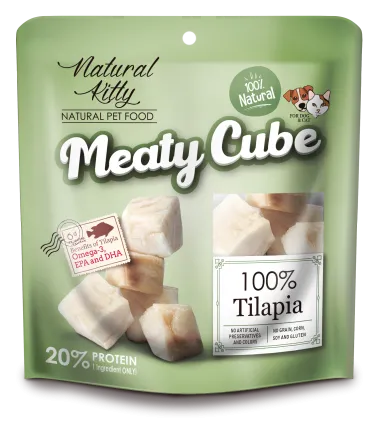 Natural Kitty Meaty Cube 100%Tilapia Ласощі для котів та собак у вигляді кубиків, тілапія 50г