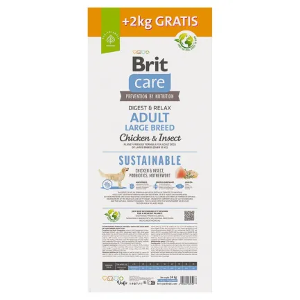 Корм Brit Care Dog Sustainable Adult Large Breed для собак великих порід, з куркою та комахами, 12+2 кг — Фото 2