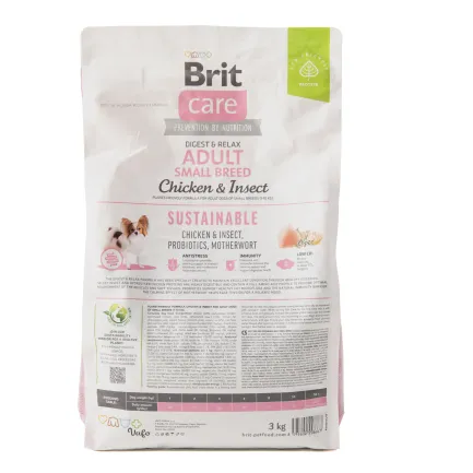 Сухий корм Brit Care Dog Sustainable Adult Small Breed для собак малих порід, з куркою та комахами, 3 кг — Фото 6