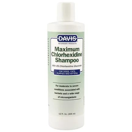 Davis Maximum Chlorhexidine Shampoo ДЕВІС МАКСИМУМ ХЛОРГЕКСИДИН шампунь з 4% хлоргексидином для собак і котів із захворюваннями шкіри та шерсті 0,355 л