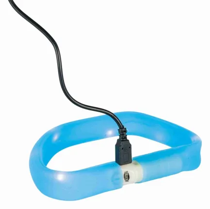 Нашийник Trixie Flash для собак, силіконовий, з підсвічуванням та USB, M-L: 50 cм/30 мм, синій — Фото 1