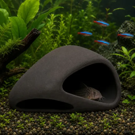 Декорація Hobby Wave Cave 2 dark 17x16x8,5 см - керамічне укриття для риб і креветок в акваріумі (41656) — Фото 2