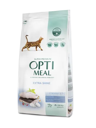 OPTIMEAL™. Повнораціонний сухий корм для дорослих котів з високим вмістом тріски, 10 кг