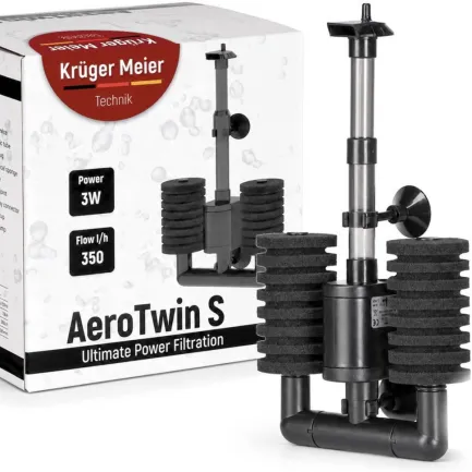 Внутрішній фільтр Kruger Meier AeroTwin S для акваріума 20-60 л, 350 л/год, 3 Вт — Фото 6