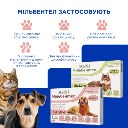 Мільбентел антигельмінтні таблетки для цуценят і собак до 5,0 кг, MODES, ціна за 1 таблетку — Фото 3