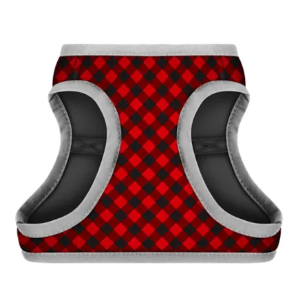 Шлея для собак м'яка WAUDOG Clothes з QR паспортом, малюнок "Шотландка червона", S1, В 40-45 см, С 29-31 см — Фото 2